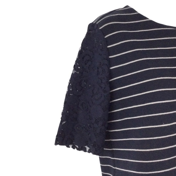 LOFT Knit Striped Top with Lace Sleeves Sz S - Picture 3 of 10